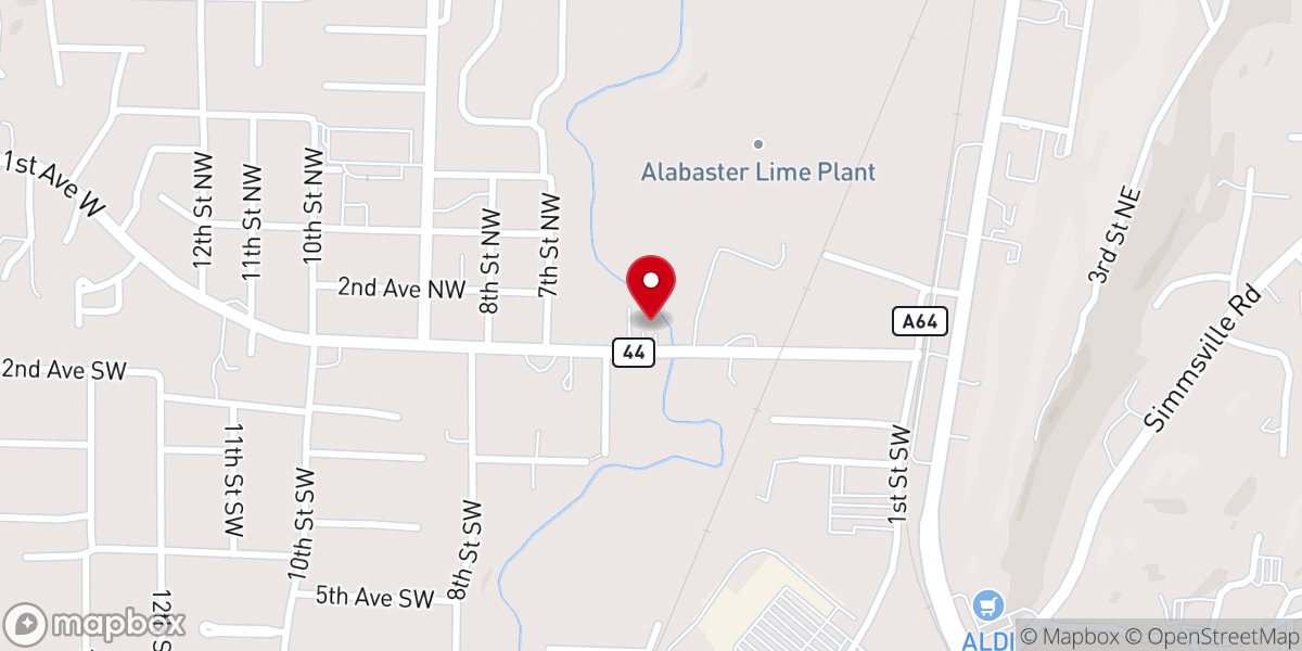 Map showing location of Alabaster Church of God