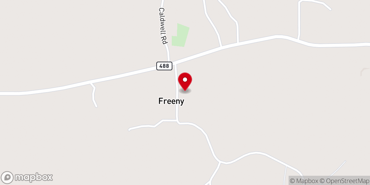 Map showing location of Freeny Methodist Church