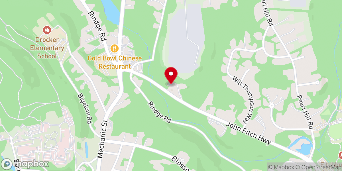 Map showing location of First Baptist Church of Fitchburg