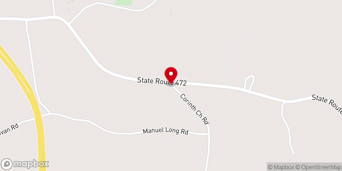 Map showing location of Corinth Baptist Church