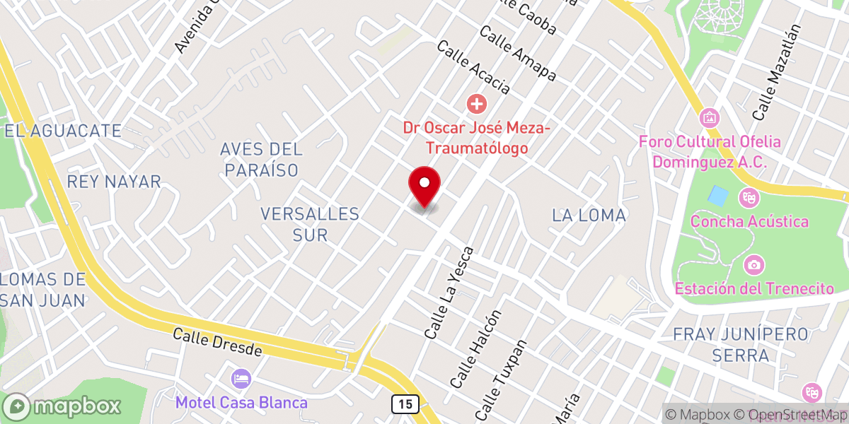 Map showing location of Casa de oración