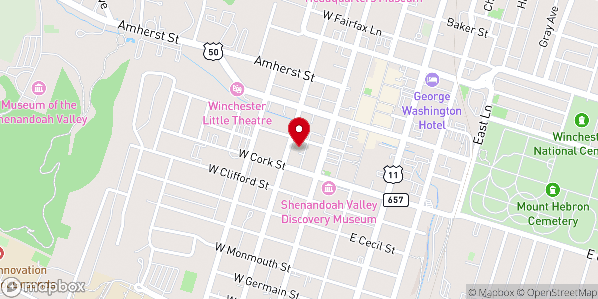 Map showing location of Braddock Street United Methodist Church