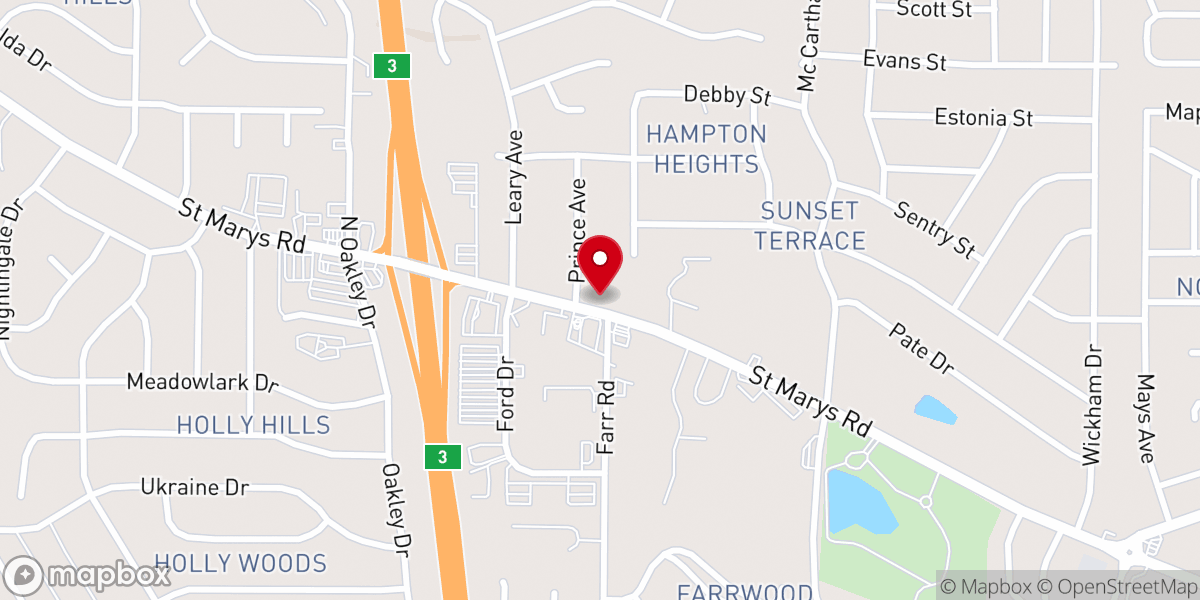 Map showing location of Pinehurst Baptist Christian
