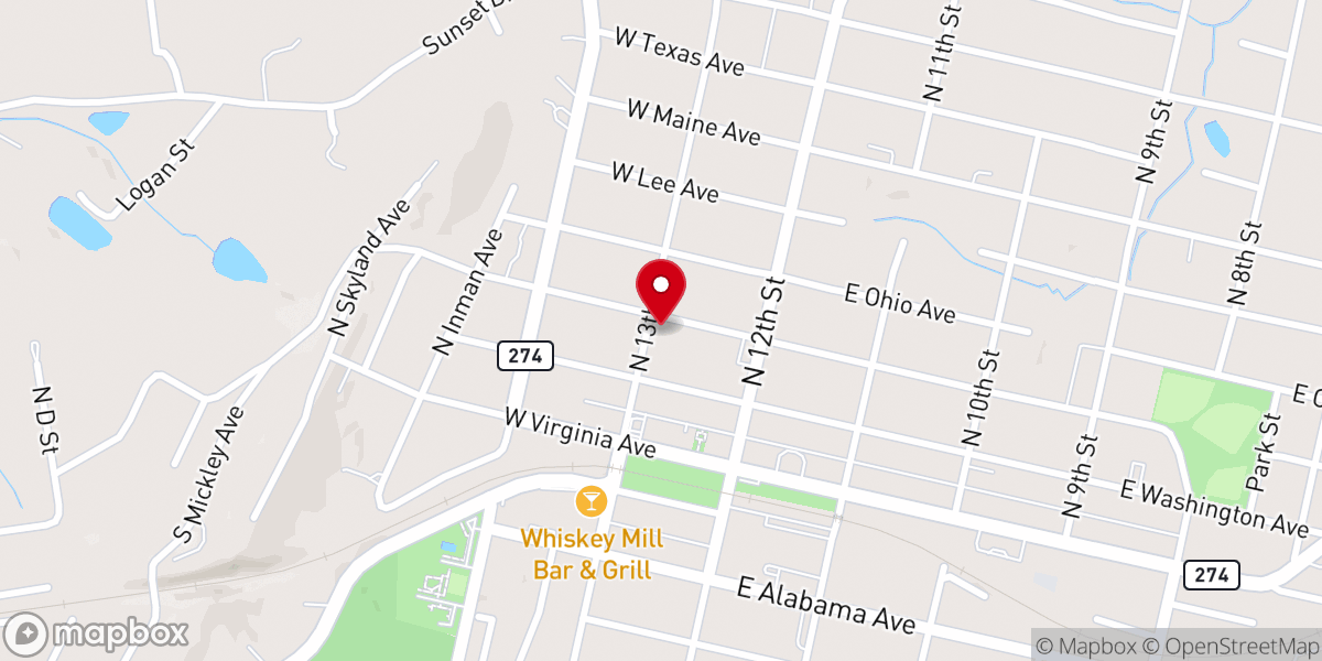 Map showing location of Bethany Baptist Church