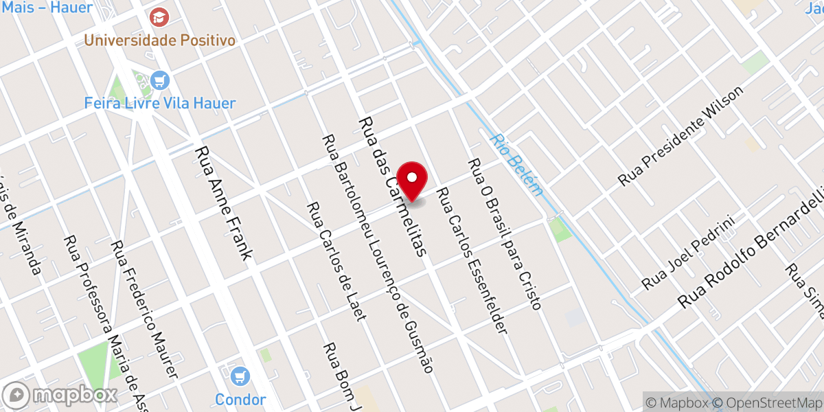 Map showing location of Igreja Quadrangular Familia Global Boqueirão-Curitiba/PR