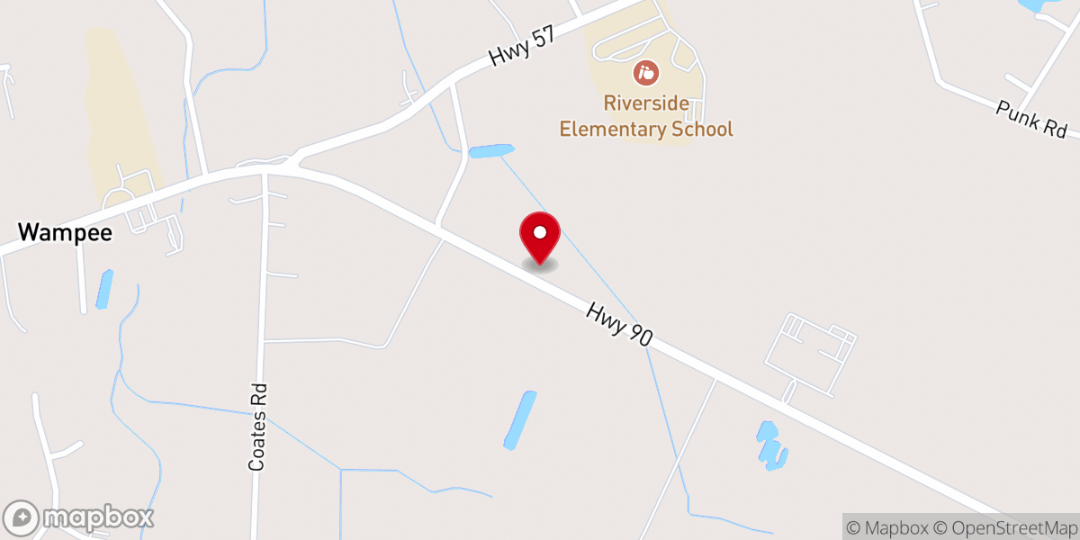 Map showing location of Wampee United Methodist Church