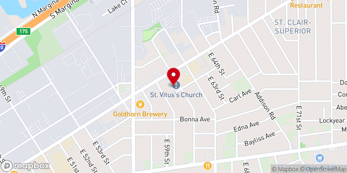 Map showing location of St. Vitus Church