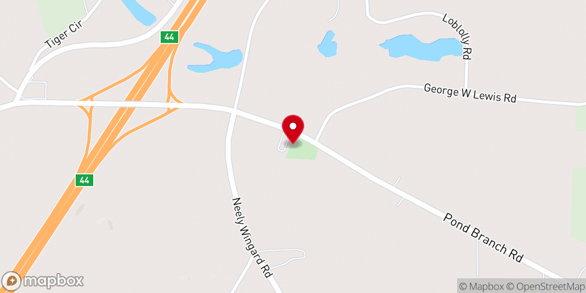 Map showing location of Pond Branch Methodist Church