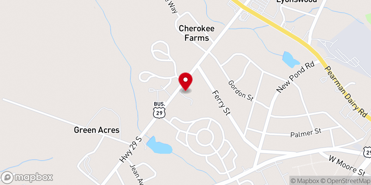 Map showing location of South Pointe Baptist Church