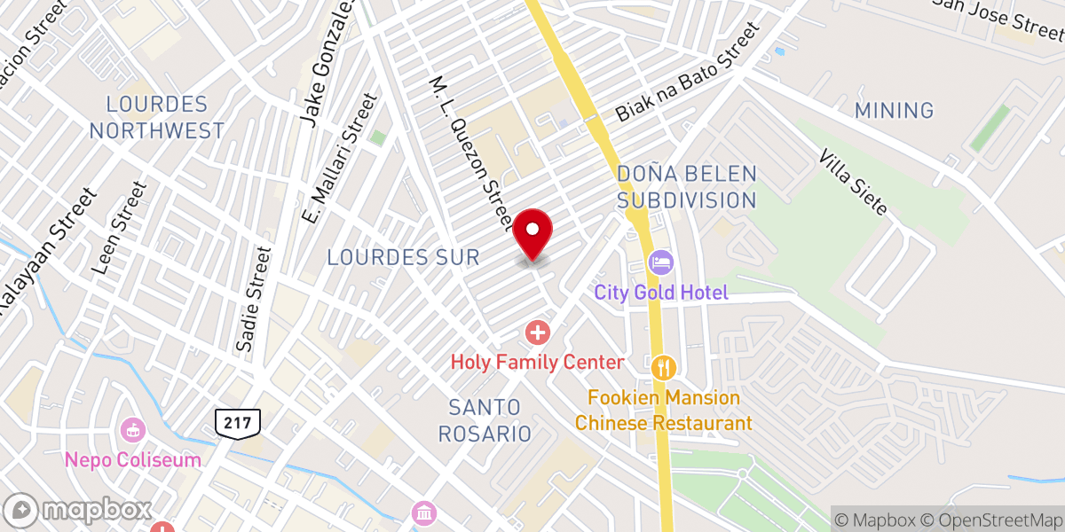 Map showing location of Angeles Missionary Baptist Church