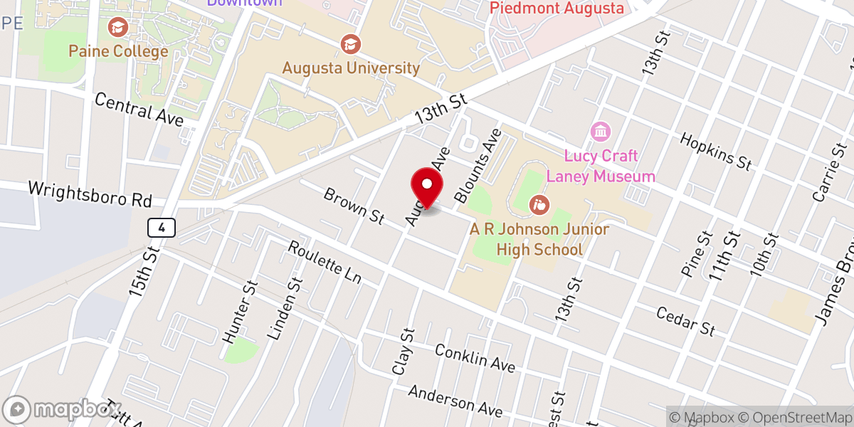 Map showing location of Antioch Baptist Church