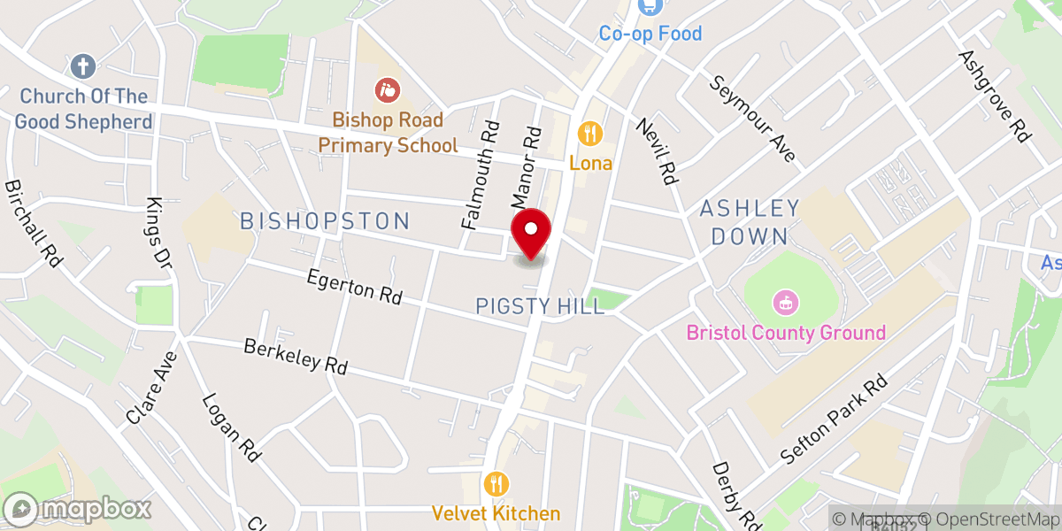 Map showing location of Horfield Baptist Church