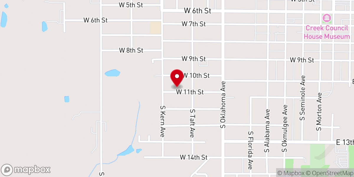 Map showing location of World Outreach Church Okmulgee