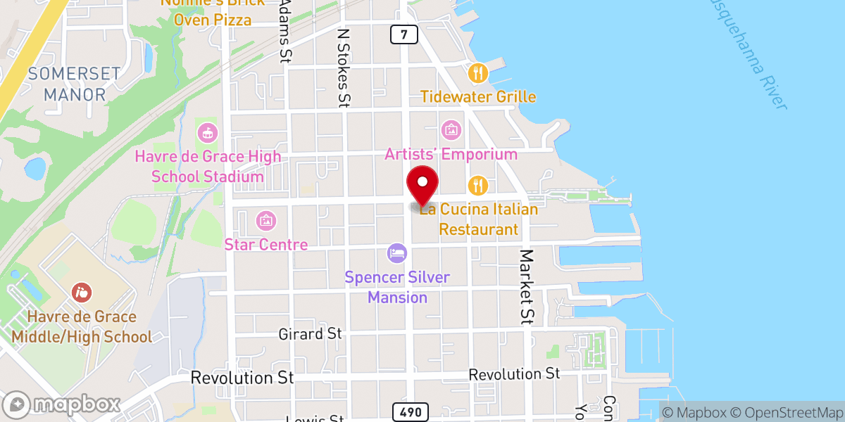 Map showing location of Havre de Grace United Methodist Church