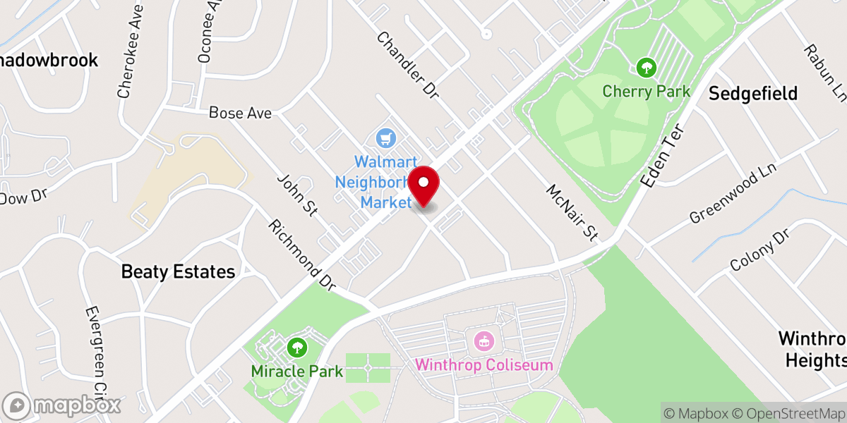 Map showing location of College Park Baptist Church
