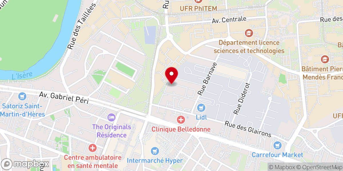 Map showing location of Impact Centre Chrétien - Eglise locale de Grenoble