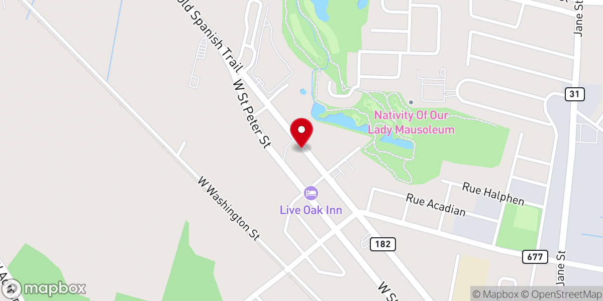Map showing location of New Iberia Praise and Worship Center