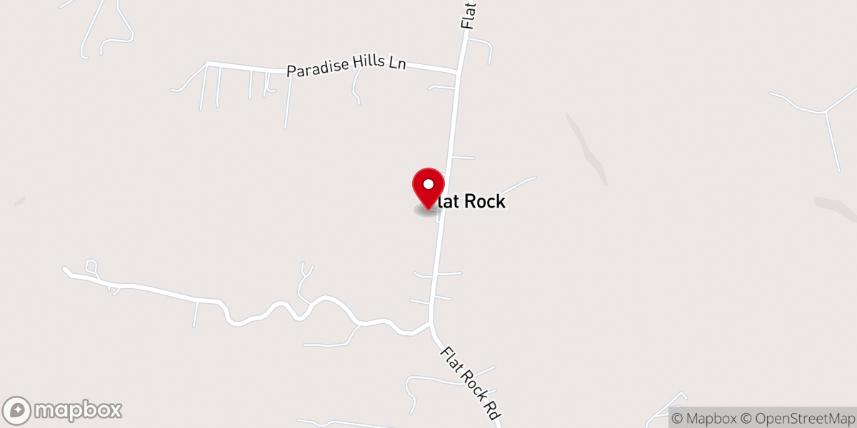 Map showing location of Flat Rock Church of Christ