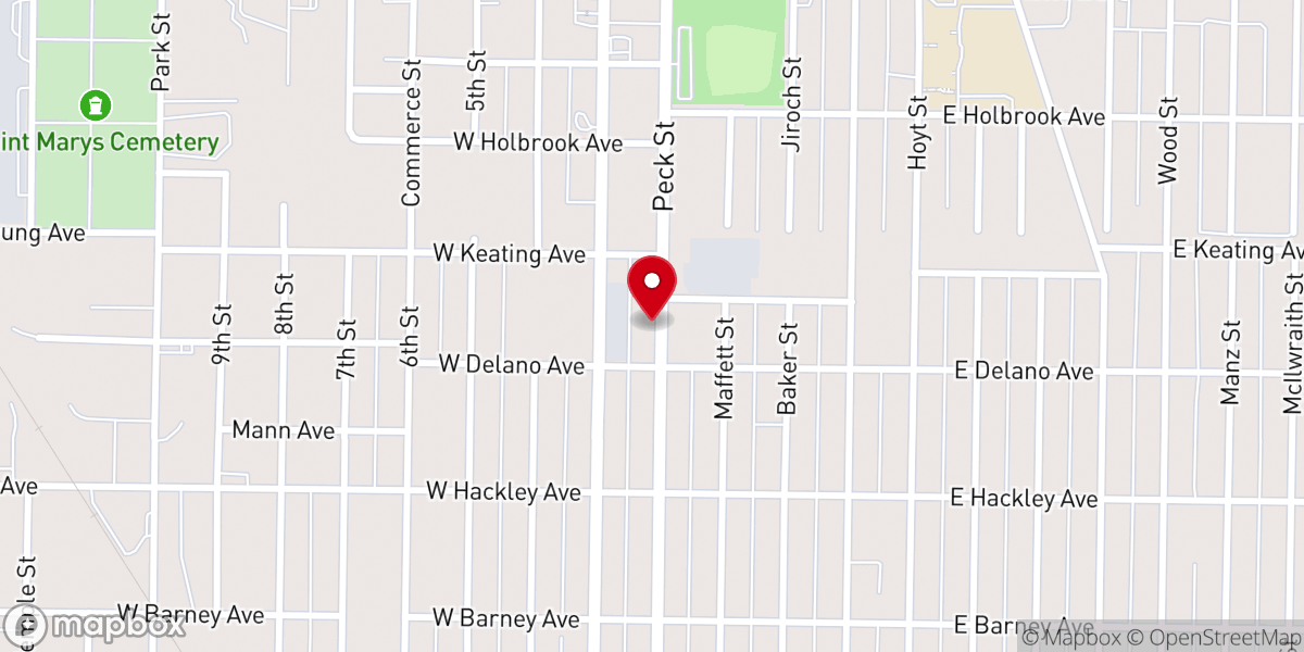 Map showing location of Rev. Clarence Guy Fellowship Hall