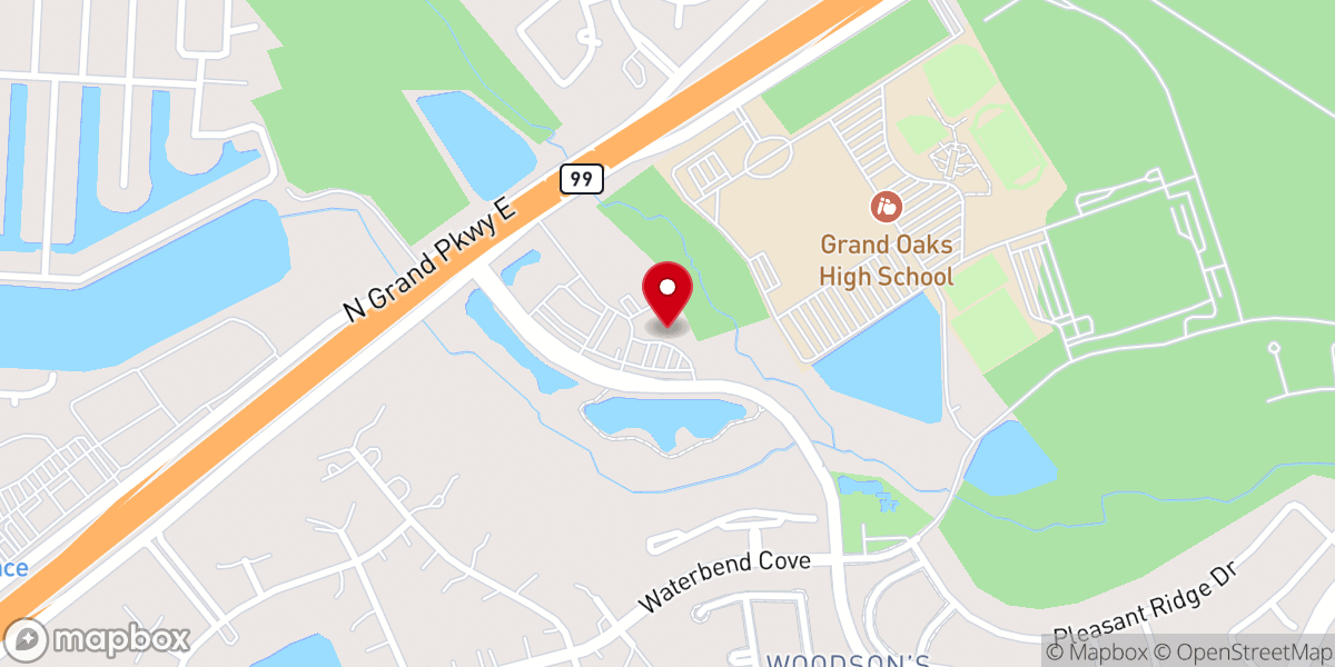 Map showing location of Grand Oaks Church