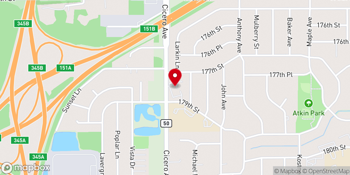 Map showing location of Hazel Crest Assembly Church