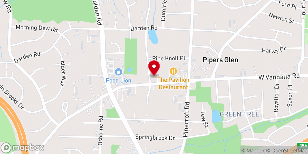 Map showing location of Pinecroft Baptist Church