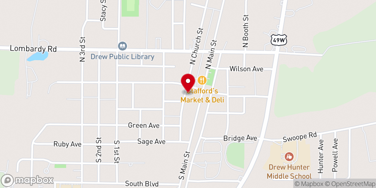 Map showing location of Drew Community Headstart Center