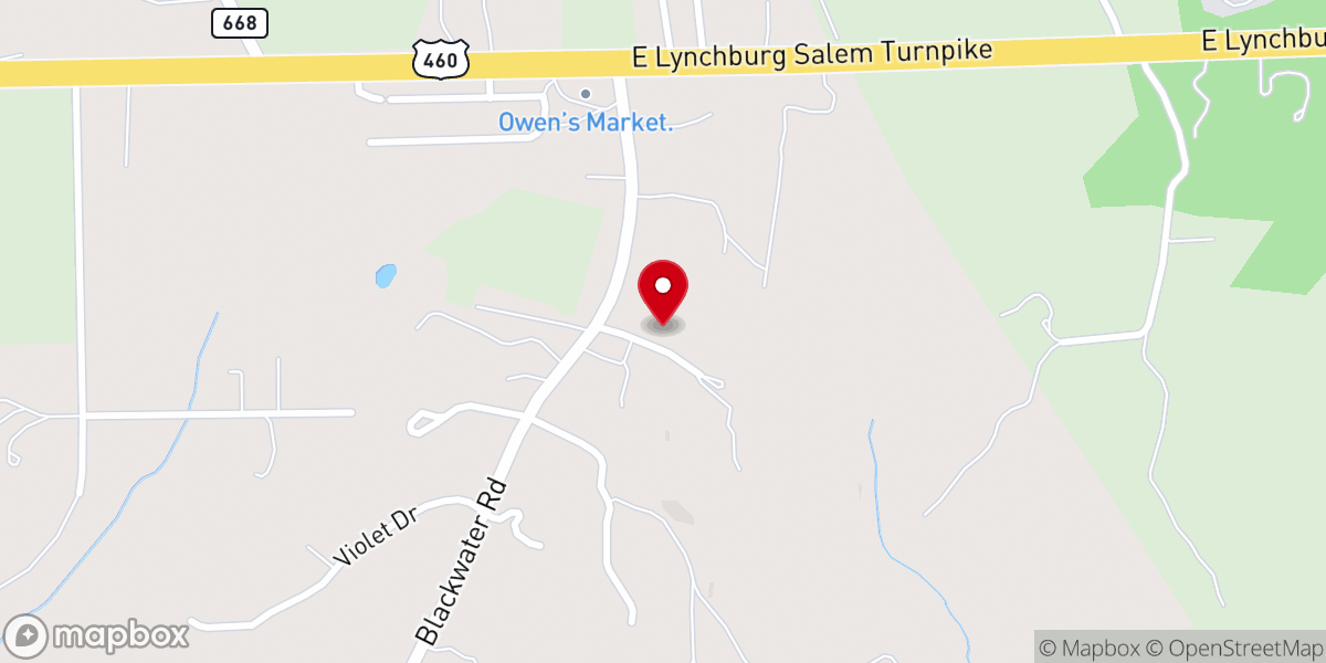 Map showing location of Mount Olive Church
