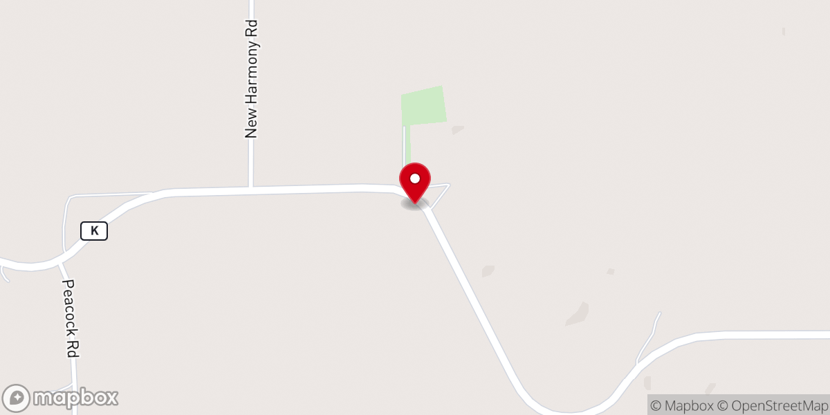 Map showing location of New Harmony Church
