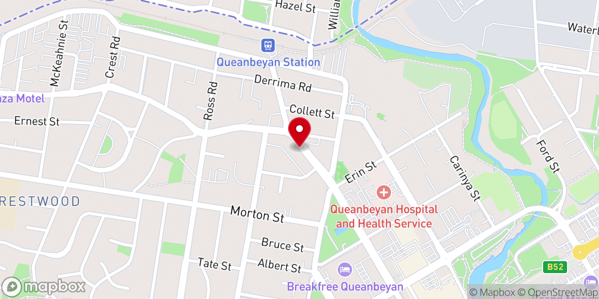 Map showing location of Queanbeyan Bible Baptist Church