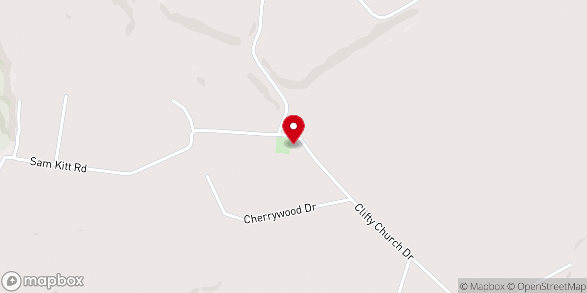 Map showing location of Little Clifty Baptist Church