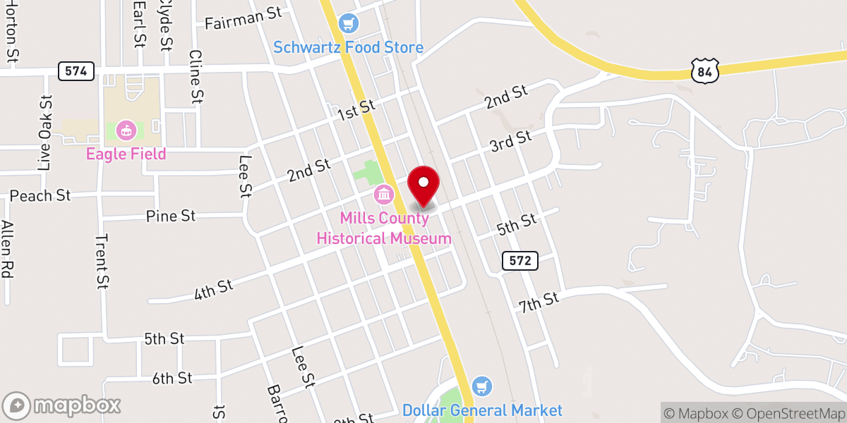 Map showing location of Goldthwaite United Pentecostal Church
