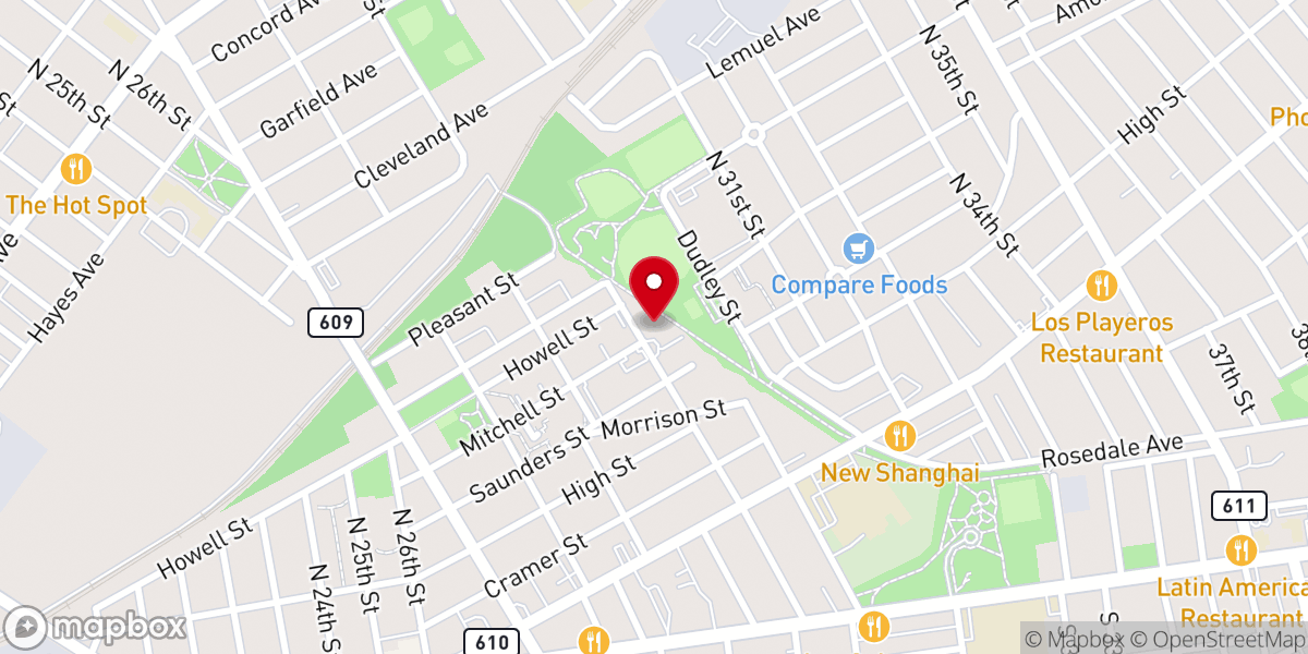 Map showing location of Saint John Baptist Church