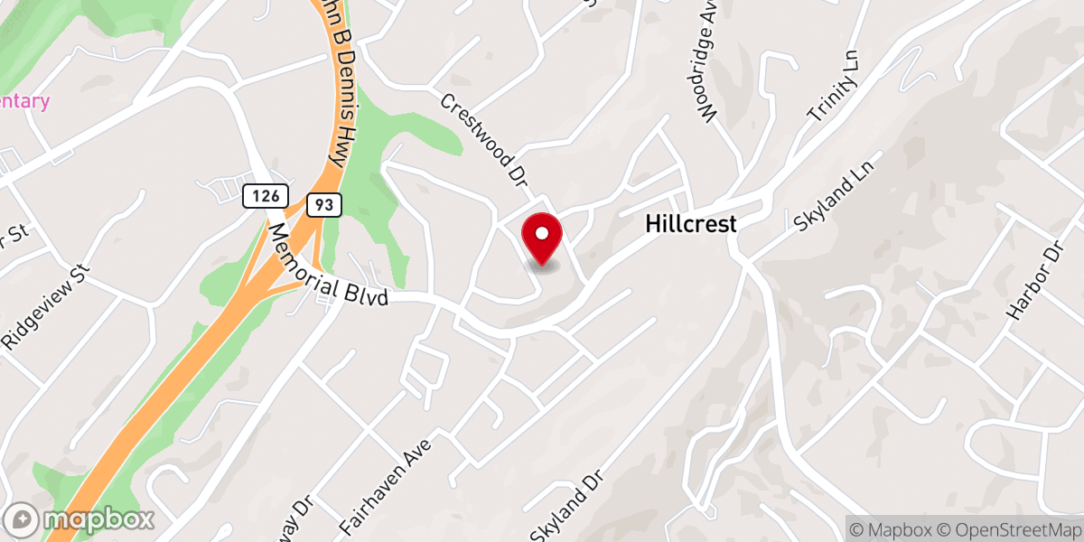 Map showing location of Hillcrest Bible Mission Inc