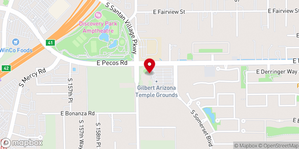 Map showing location of Gilbert Arizona Temple