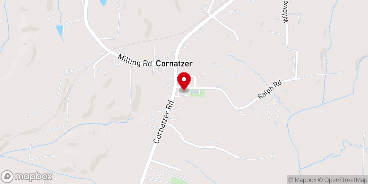 Map showing location of Cornatzer Baptist Church