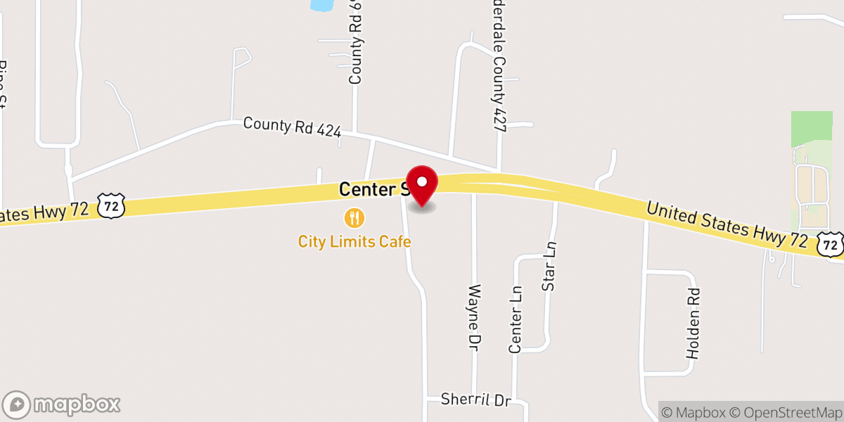 Map showing location of First Baptist Church Center Star