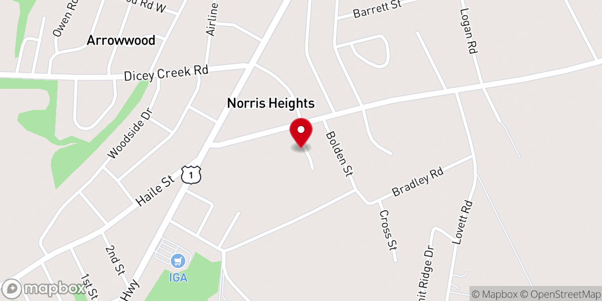 Map showing location of Sweet Home Baptist Church