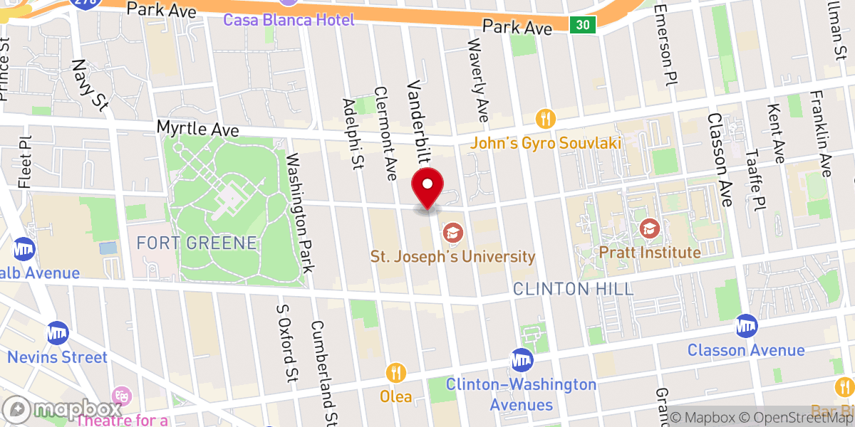 Map showing location of French Speaking Baptist Church of Brooklyn
