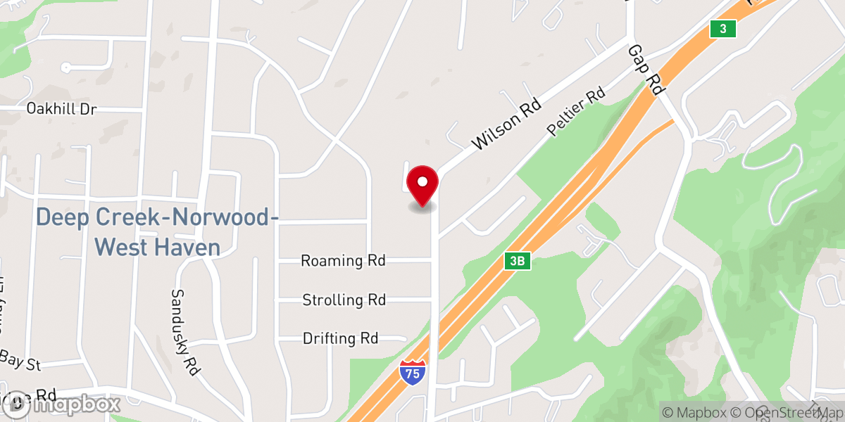 Map showing location of Norwood Baptist Church