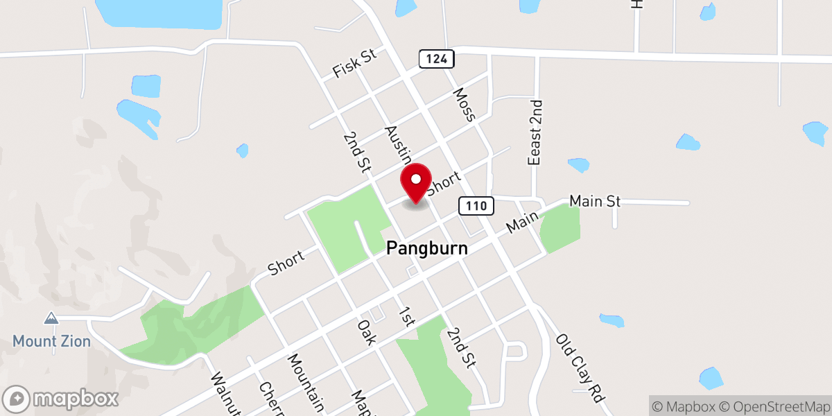 Map showing location of Pangburn First Baptist Church