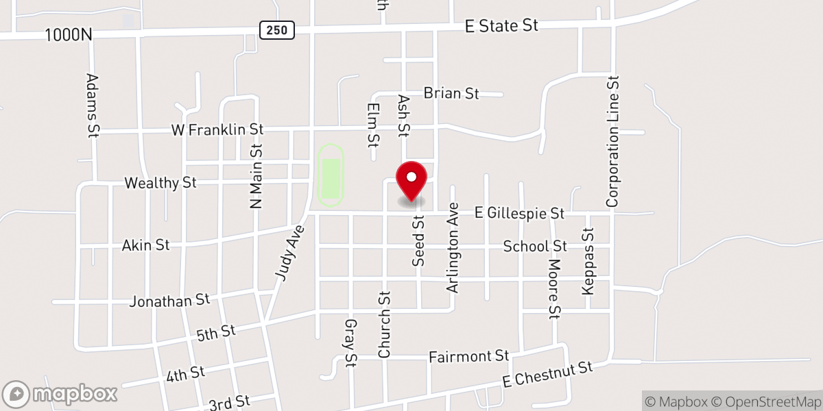 Map showing location of Bridgeport Wesleyan Church
