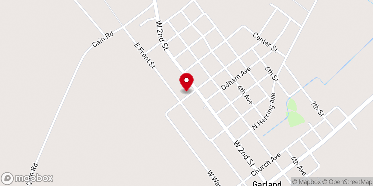 Map showing location of Garland Pentecostal Church