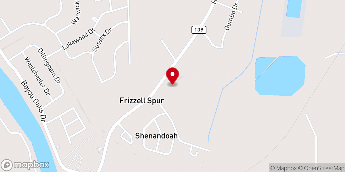 Map showing location of Bayou Baptist Church