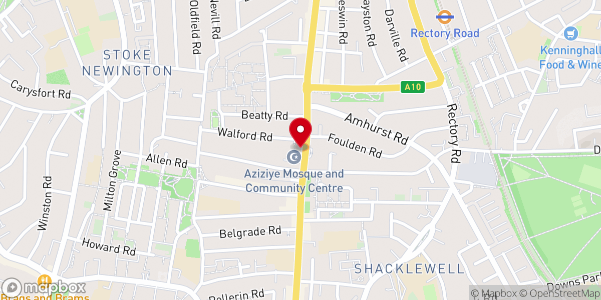 Map showing location of Stoke Newington Baptist Church