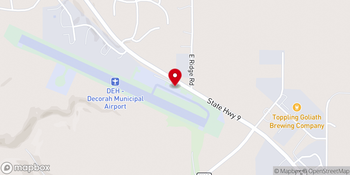 Map showing location of Decorah Municipal Airport-Deh