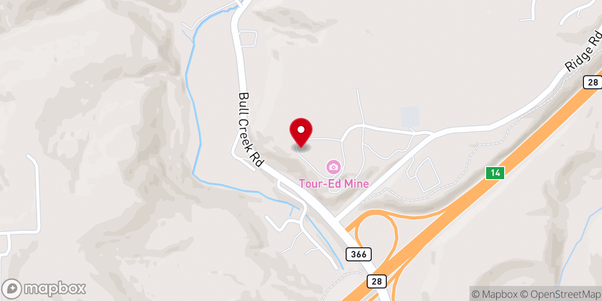 Map showing location of Tour-Ed Mine & Museum
