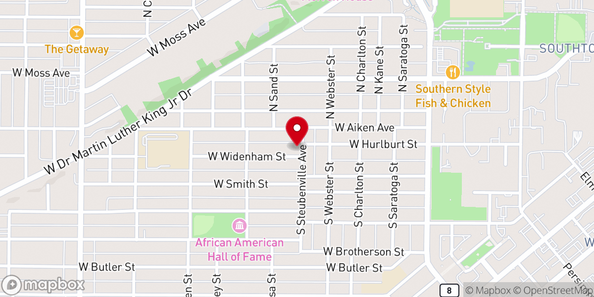 Map showing location of Tabernacle Baptist