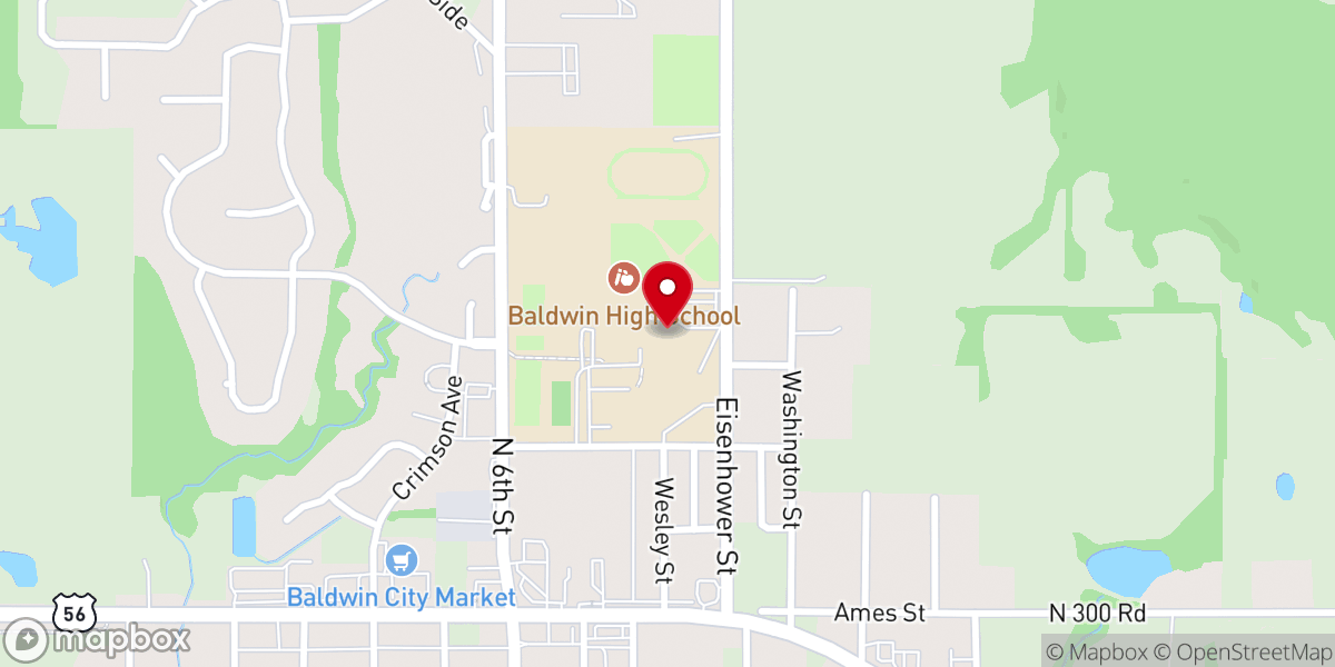 Map showing location of Baldwin Performing Arts Center