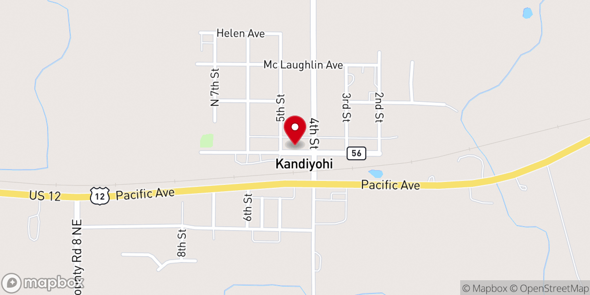 Map showing location of Kandiyohi Sheriff Department